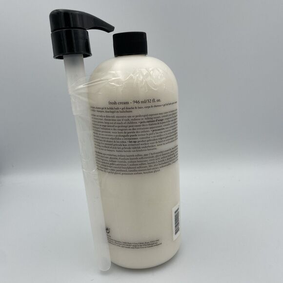 Philosophy Fresh Cream Shampoo, Shower Gel & Bubble Bath 32 Oz New Sealed + Pump - Picture 4 of 5